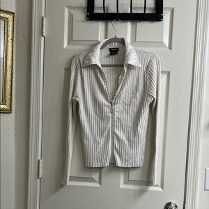 Radzoli Cream Ribbed Top